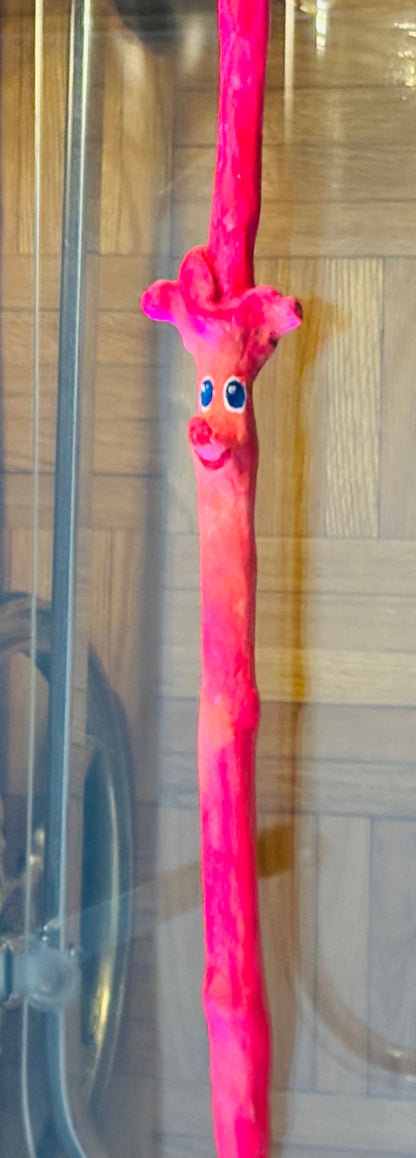 Coral Baby Deer Walking Stick – 17” Hand-Carved Woodland Friend 🦌🌸