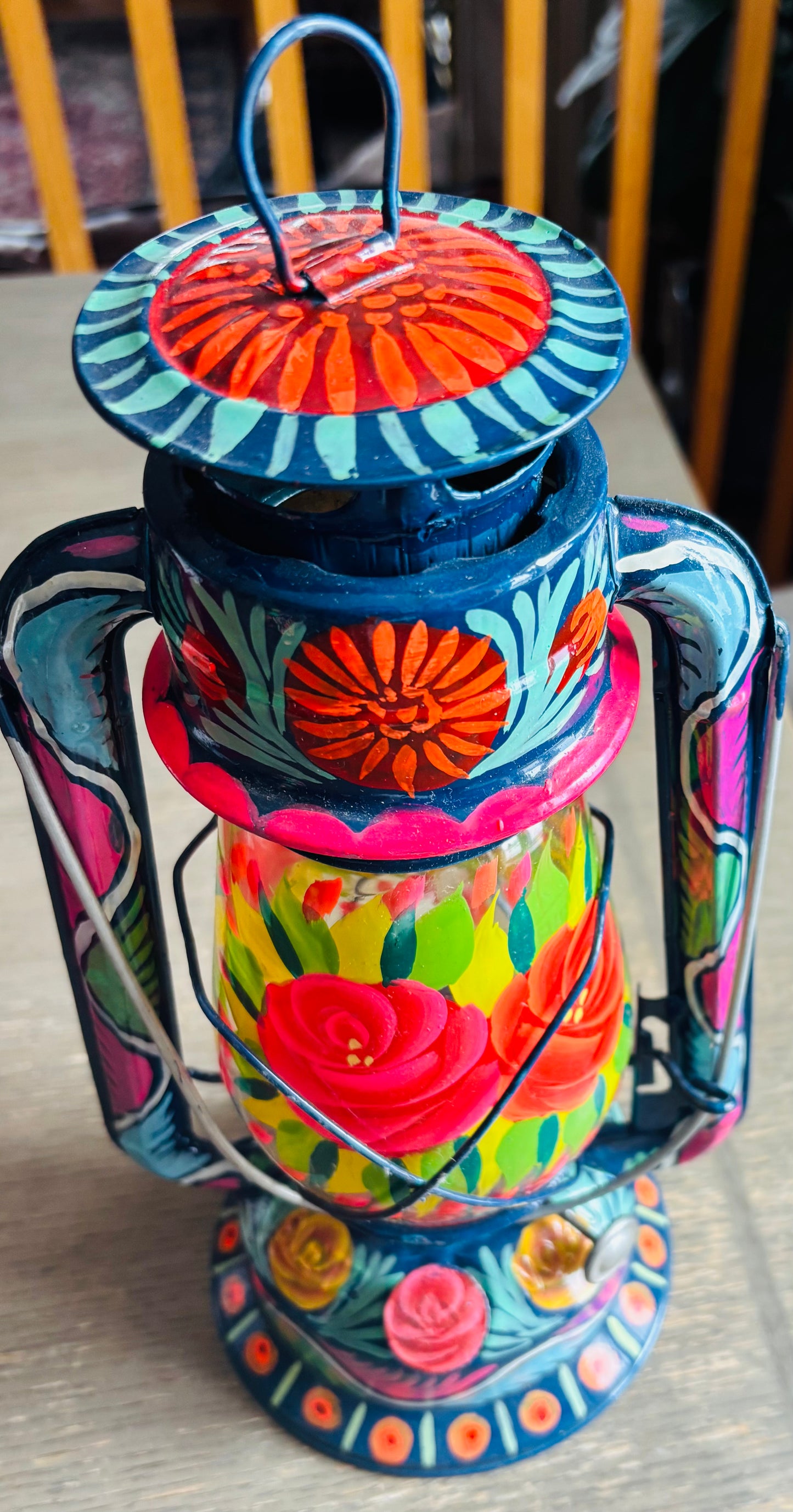 Hand-Painted Oil Lantern